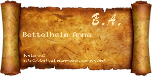 Bettelheim Anna névjegykártya